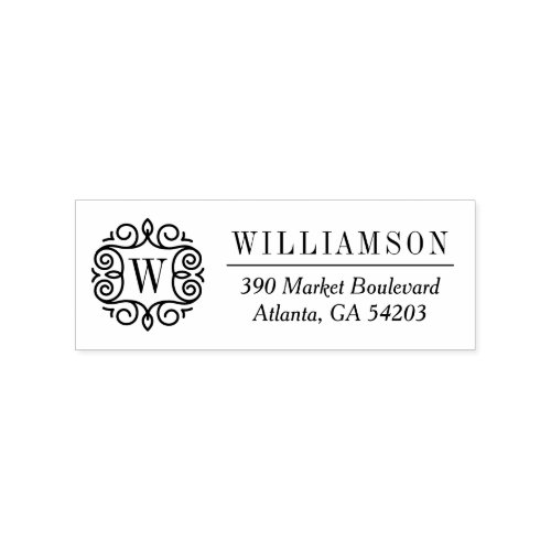 Vintage Ornate Monogram Family Name Return Address Rubber Stamp