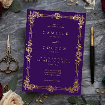 Vintage Ornate Purple Gold Scroll Gothic Wedding