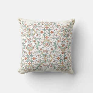 vintage ornate seamless border in Eastern style. O Throw Pillow
