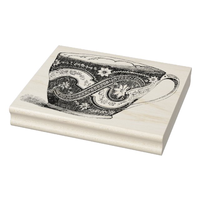 Vintage Ornate Teacup Rubber Art Stamp (Stamp)