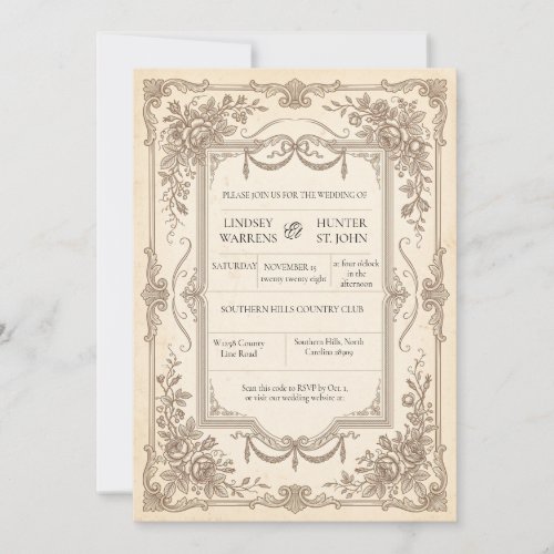 Vintage Ornate Wedding Invitation