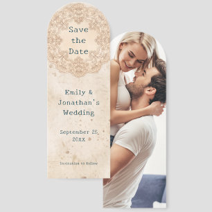 Vintage Ornate Wedding Photo Save the Date Bookmarks