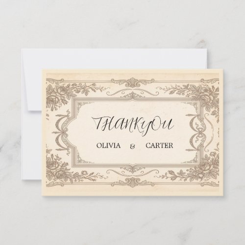Vintage Ornate Wedding Thank You Card