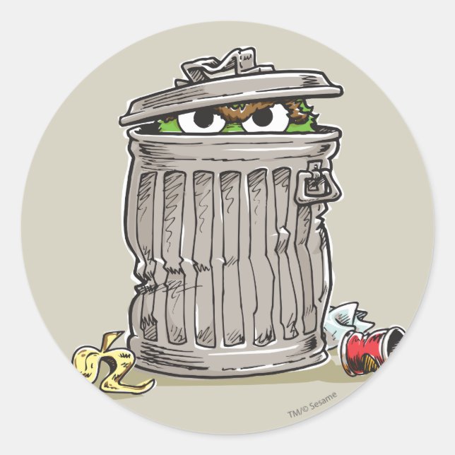 Vintage Oscar in Trash Can Classic Round Sticker (Front)