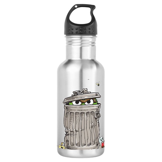 Vintage Oscar in Trash Can Water Bottle (Front)