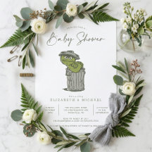 Vintage Oscar the Grouch Baby Shower Invitation