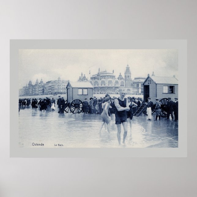 Vintage Ostend Bathing Scene, standard size 36x24 Poster (Front)