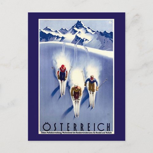 Vintage sterreich Ski Postcard