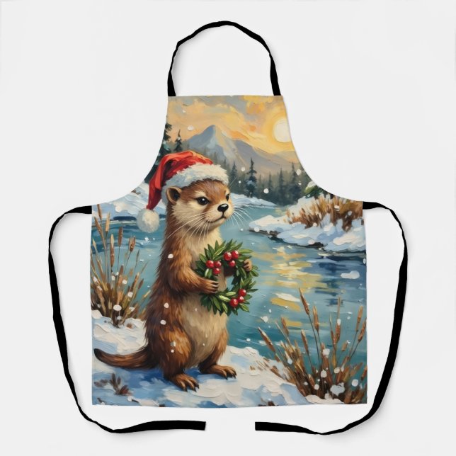 Vintage Otter with Christmas Wreath by Frozen Apron (Front)