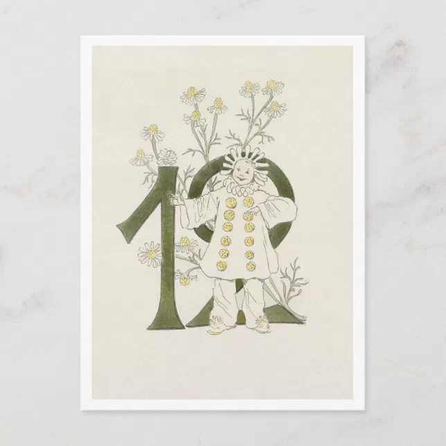 Vintage Ottilia Adelborg Floral Number - 12 Postcard | Zazzle