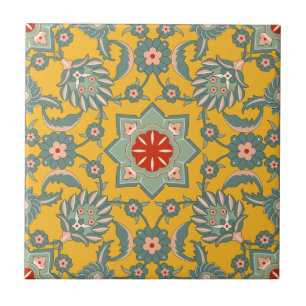 Vintage Ottoman Floral Pattern Ceramic Tile
