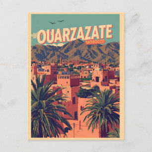 Vintage Ouarzazate city kasbah Sahara Desert moroc Postcard