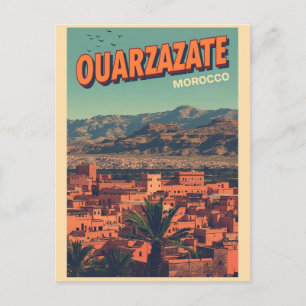 Vintage Ouarzazate city kasbah Sahara Desert moroc Postcard