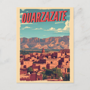Vintage Ouarzazate city kasbah Sahara Desert moroc Postcard