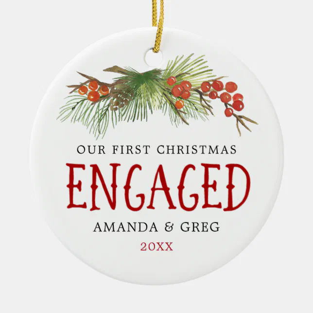 thumbnail image 2 of Personalized Acrylic Engagement Ornament: Our First Christmas, Wedding Keepsake 2 of 12