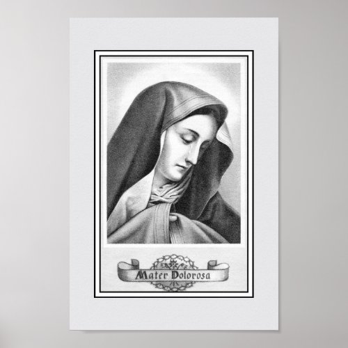 Vintage Our Lady of Sorrows catholic devotional Poster
