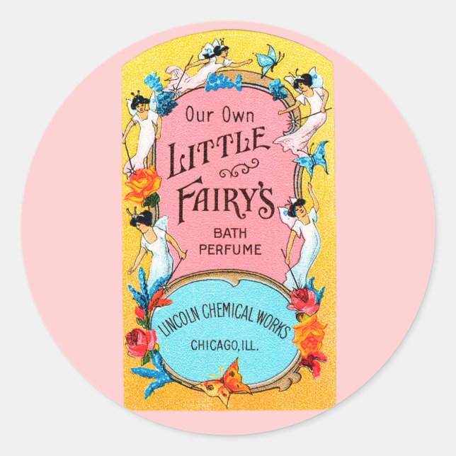 Vintage Our Own Little Fairy's Bath Perfume Classic Round Sticker (Front)