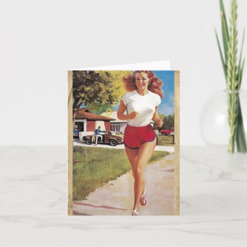 Vintage Out for a Run Note Card