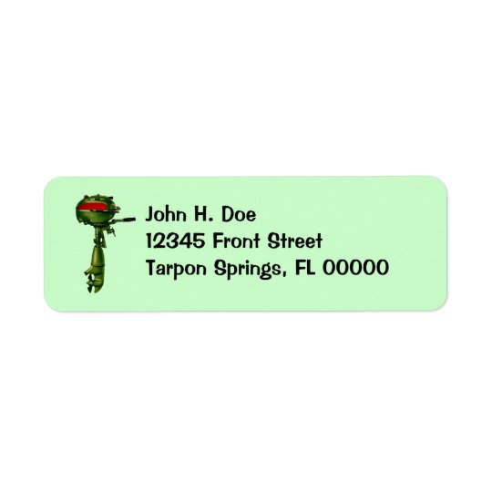 Vintage Outboard Motor Fish Return Address Label