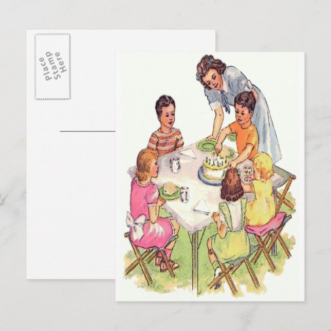 Vintage Outdoor Birthday Party Invitation Postcard (Front/Back)