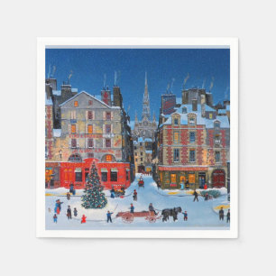 Vintage Outdoor Christmas Scene Napkins