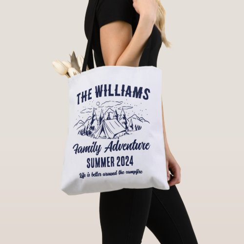 Vintage Outdoor Family Adventure Camping Trip Tote Bag