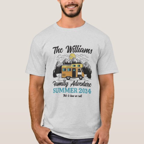 Vintage Outdoor Family Camping RV Van Road Trip T_Shirt