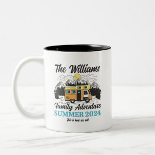 Vintage Outdoor Family Camping RV Van Road Trip Two-Tone Coffee Mug