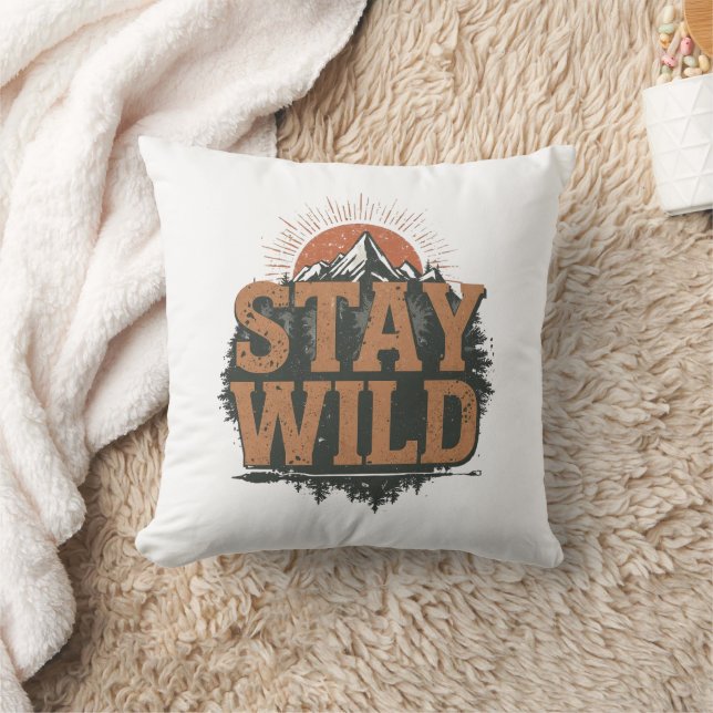 Vintage Outdoor Nature Quote Throw Pillow (Blanket)