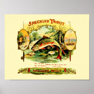 Vintage Outdoor Sports & Fishing Cigar Label Poster