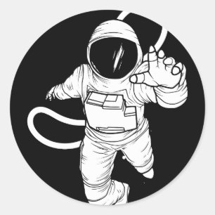 Vintage Outer Space  Funny Astronaut Classic Round Sticker