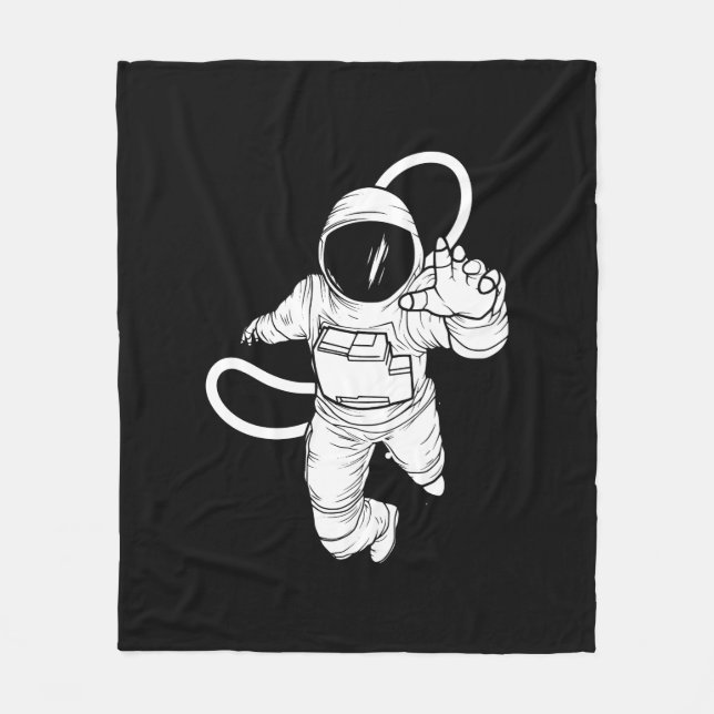 Vintage Outer Space  Funny Astronaut Fleece Blanket (Front)