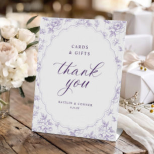 Vintage Oval Cards & Gifts Lavender Purple Wedding Pedestal Sign