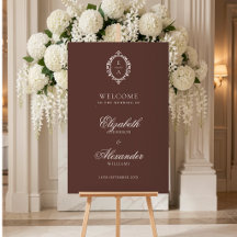 Vintage Oval Crest Brown Old Money Wedding Welcome