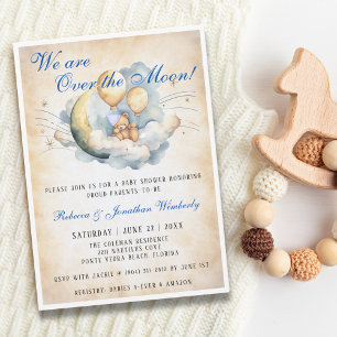 Vintage Over the Moon Baby Shower Invitation