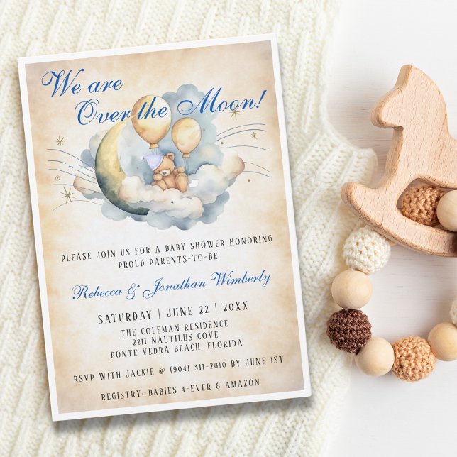 Vintage Over the Moon Baby Shower Invitation (Creator Uploaded)