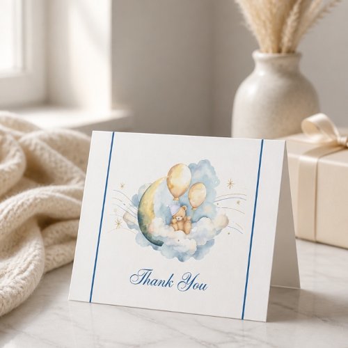 Vintage Over the Moon Baby Shower Letterpress Thank You Card
