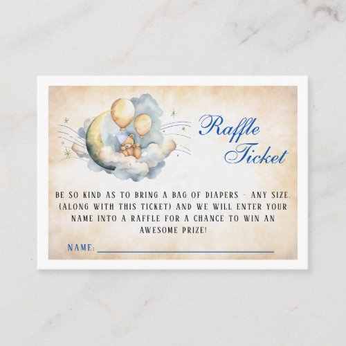 Vintage Over the Moon Baby Shower Raffle Ticket Enclosure Card