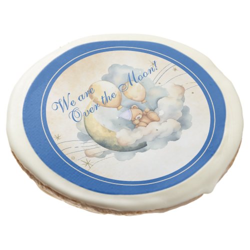 Vintage Over the Moon Baby Shower Sugar Cookie