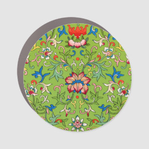 Vintage Owen Jones Chinese Ornament Green Floral Car Magnet