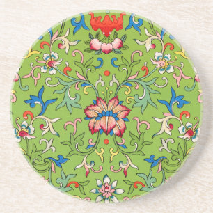 Vintage Owen Jones Chinese Ornament Green Floral Coaster
