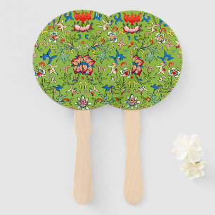Vintage Owen Jones Chinese Ornament Green Floral Hand Fan