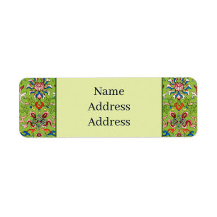 Vintage Owen Jones Chinese Ornament Green Floral Label