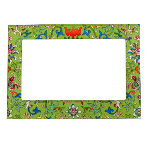 Vintage Owen Jones Chinese Ornament Green Floral Magnetic Frame