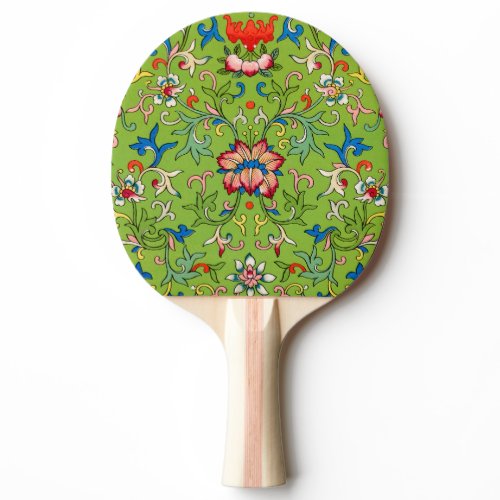 Vintage Owen Jones Chinese Ornament Green Floral Ping Pong Paddle