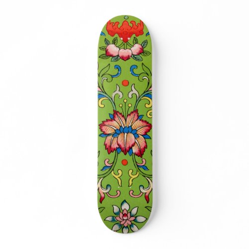 Vintage Owen Jones Chinese Ornament Green Floral Skateboard