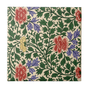 Vintage Owen Jones Chinoiserie Peony Pattern Ceramic Tile