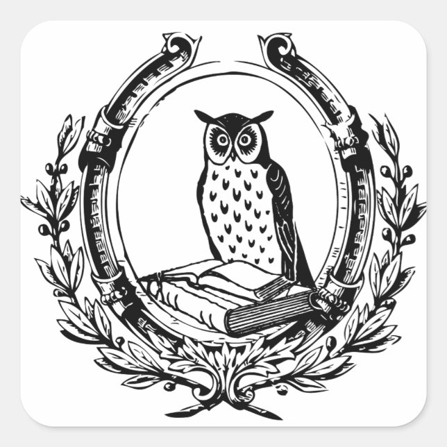Vintage Owl and Book Bookplate (Front)