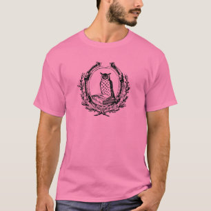 Vintage Owl and Book Bookplate T-Shirt