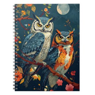Vintage owl art notebook